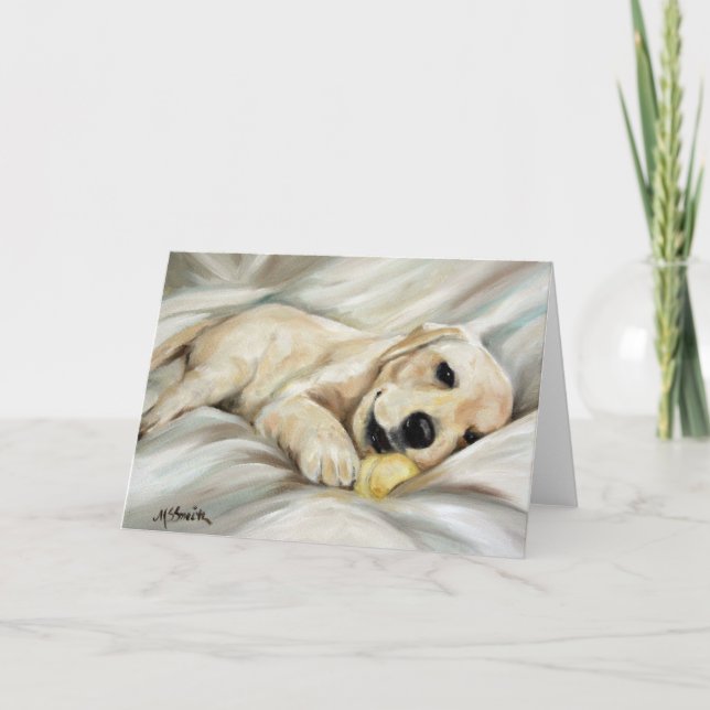 Gelbe Labrador-Retriever-Labrador-Gruß-Karte Karte (Vorderseite)