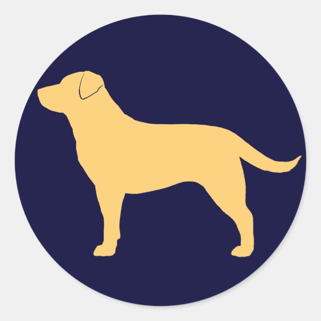 Gelbe Labrador Retriever Silhouette Runder Aufkleber (Vorderseite)