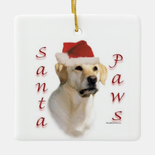 Gelbe Labrador Santa Paws Keramikornament