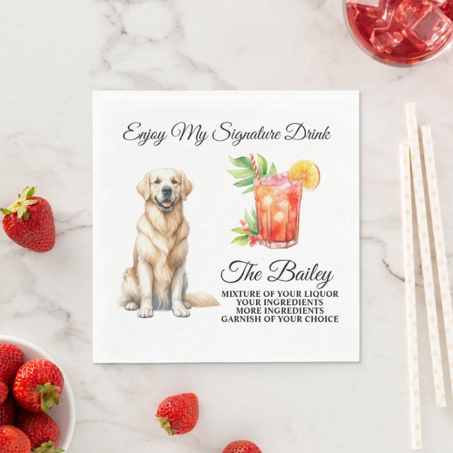 Gelbe Labrador Unterschrift Drink Hochzeitstiefel Serviette (Beispiel)