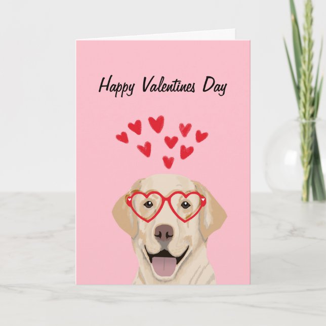 Gelbe Labrador - Valentine Liebe Karte - Hund Lieb (Vorderseite)
