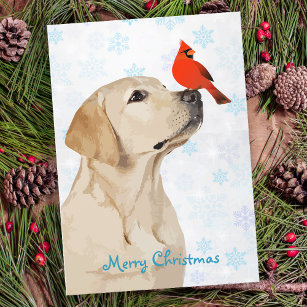 Gelbe Labrador Weihnachts-Kardinal - Labrador Nied Feiertagskarte