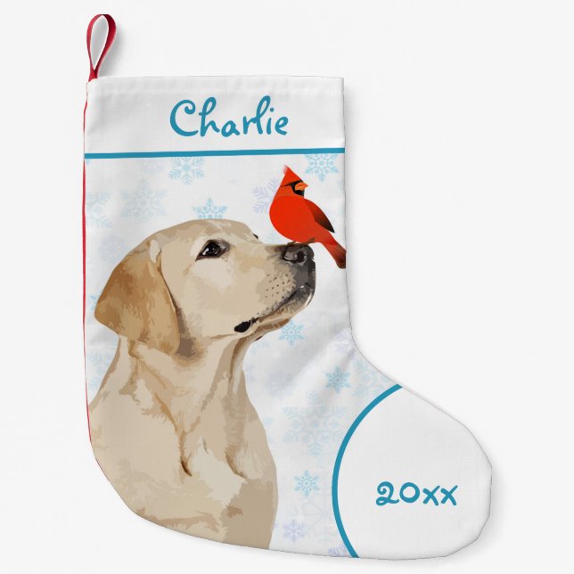 Gelbe Labrador Weihnachts-Kardinal - Niedlicher Hu Kleiner Weihnachtsstrumpf (Vorderseite)