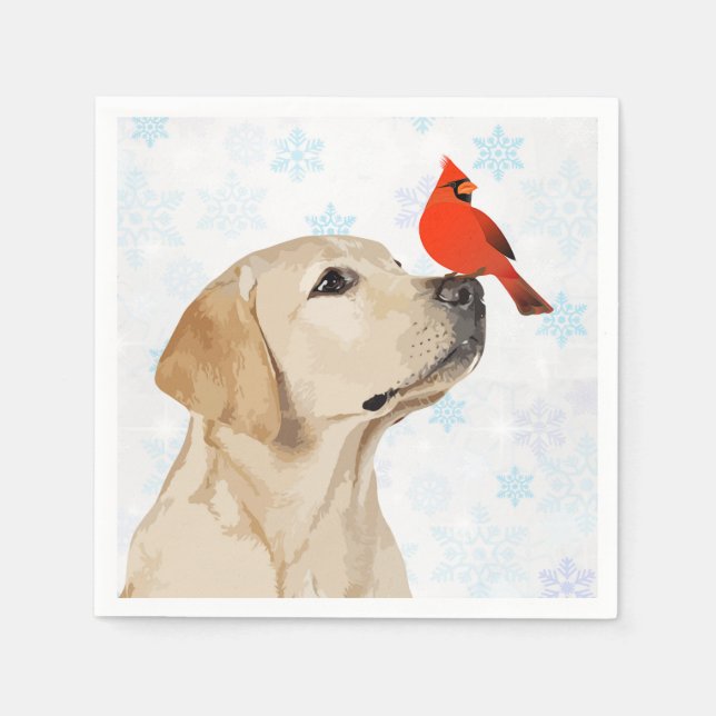 Gelbe Labrador Weihnachts-Kardinal - Niedlicher La Serviette (Vorderseite)