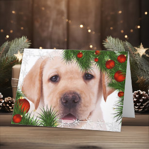 Gelbe Labrador Weihnachtskarte - Niedlicher Hund W Feiertagskarte