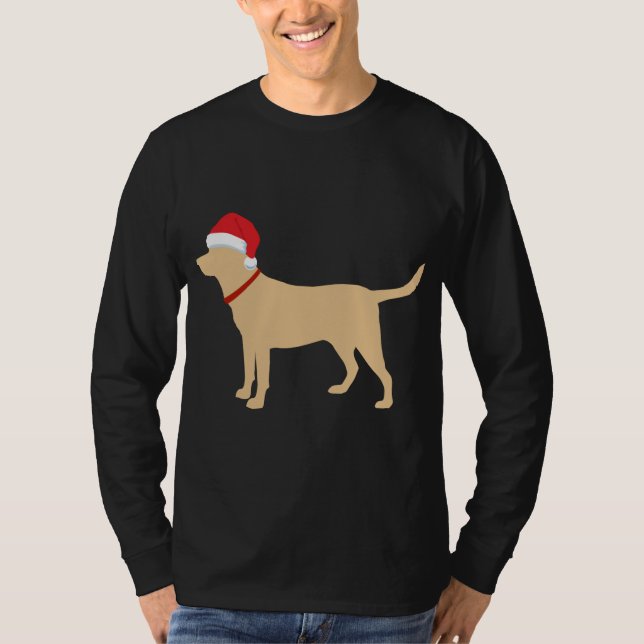 Gelbe Labrador Weihnachtsmannmütze Niedlich Labrad T-Shirt (Vorderseite)