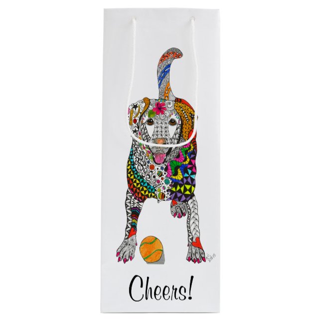 Gelbe Labrador-Wein-Tasche (kundengerecht) Geschenktüte Für Weinflaschen (Vorderseite)