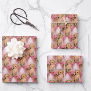 gelbe Labrador Welpe Butterfly Tiermuster Geschenkpapier Set