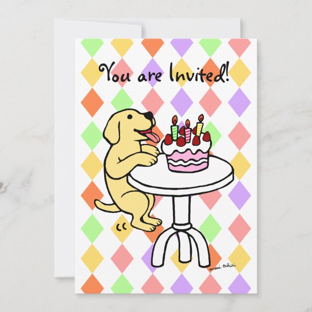 Gelbe Labrador Welpe Einladungen zum Geburtstag (Vorderseite)