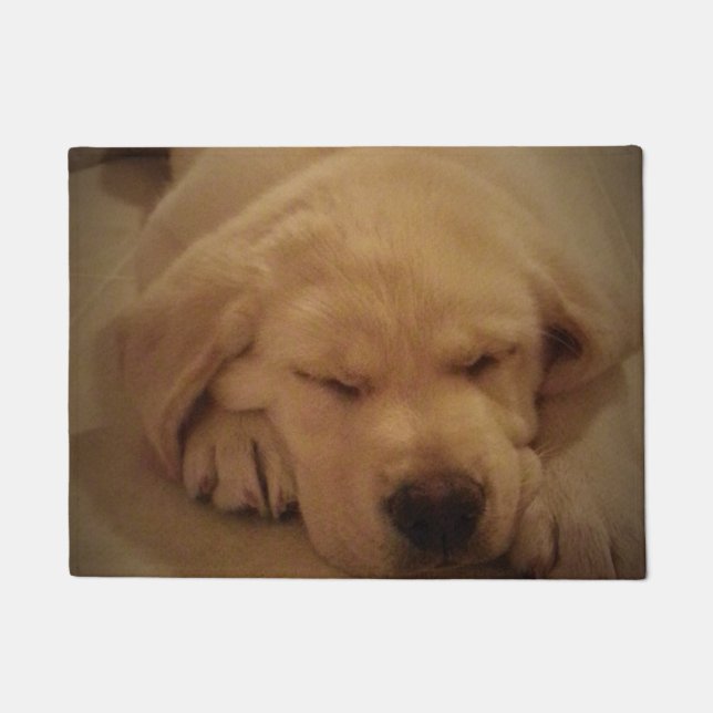 Gelbe Labrador Welpenschlafen Fußmatte (Vorderseite)