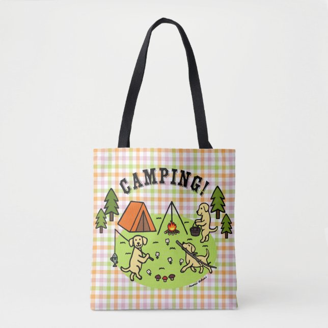 Gelbe Labradors Campings-Tasche kariert Tasche (Vorderseite)