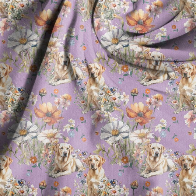 Gelbe Labradors und Wildblumen Muster Stoff (Von Creator hochgeladen)