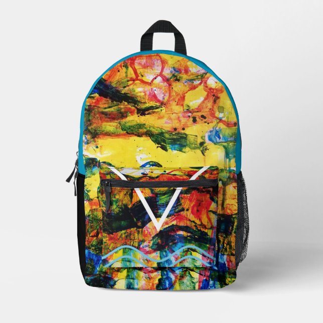 Gelbe Landschaft. Bedruckter Rucksack (Vorderseite)