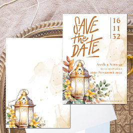 Gelbe Laternenblume Save the Date Hochzeit im Herb