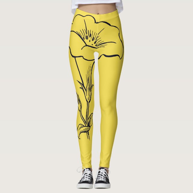 GELBE LEGGINGS MIT BLUME (Vorderseite)