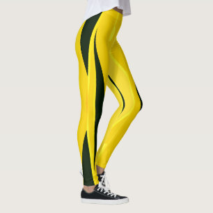 Gelbe Leggings mit schwarzen Streifen
