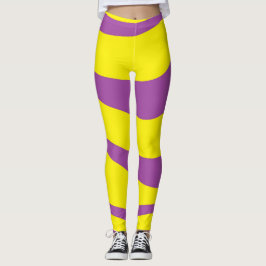 Gelbe Leggings-Stickereien mit Lila Streifen  Leggings