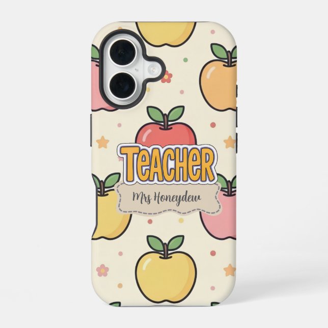 Gelbe Lehrer Schule Apfel Muster  iPhone 16 Hülle (Rückseite)
