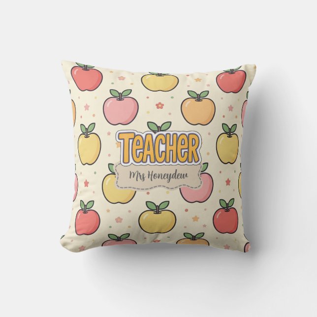 Gelbe Lehrer Schule Apfel Muster  Kissen (Vorderseite)