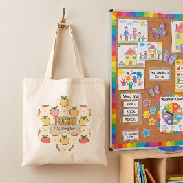 Gelbe Lehrer Schule Apfel Muster Tragetasche