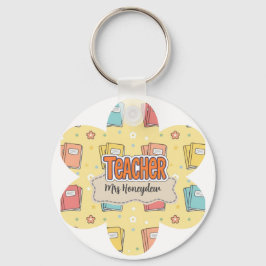 Gelbe Lehrerbücher Muster Schlüsselanhänger