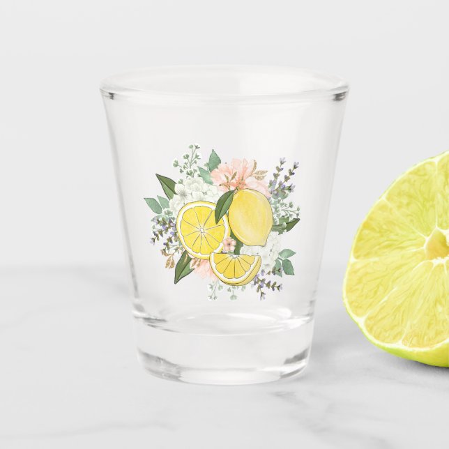 Gelbe Lemon-Blume Schnapsglas (Vorderseite)