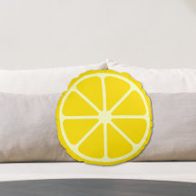 Gelbe Lemon Slice Fun Citrus Rundwurfkissen