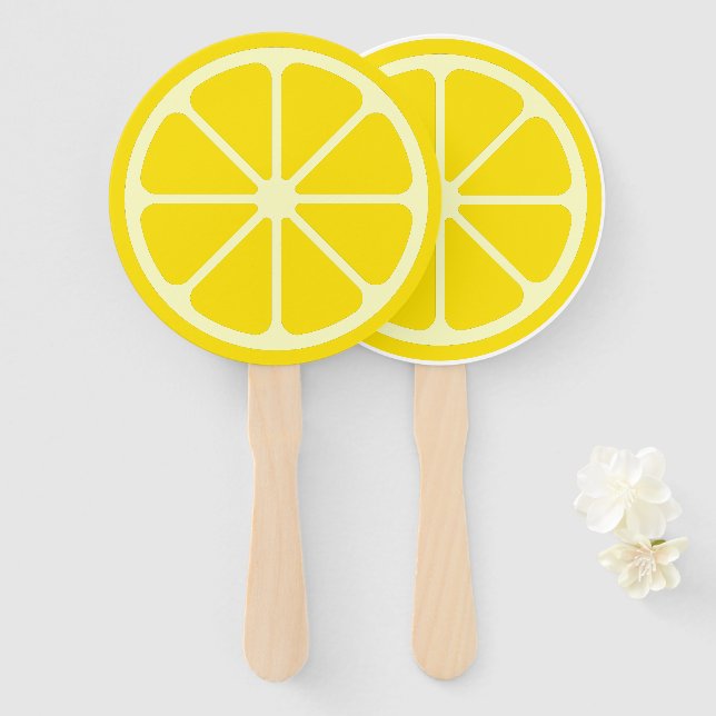 Gelbe Lemon Slice Fun Sommer Party Handfans Fächer (Vorne und Hinten)
