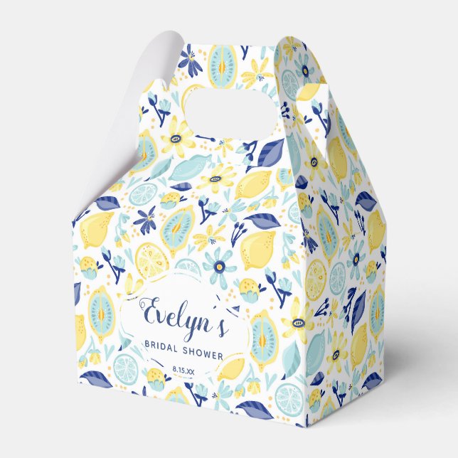 Gelbe Lemonen Minze Grün und Blau Brautparty Geschenkschachtel (Vorderseite)