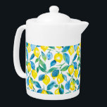 Gelbe Lemonen, Mittelmeer<br><div class="desc">Gelb-blaue Aquarellfarbe Lemon-Obstteapot</div>