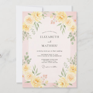 Gelbe leuchtende Frühlings-Aquarell-Hochzeit Einladung