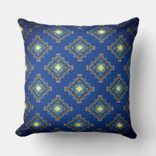 Gelbe Leuchtröhre über Royal Blue Layer Kissen