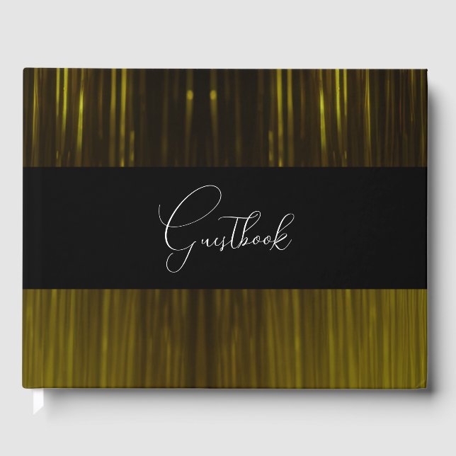 Gelbe Lichtstreifen Hochzeit Gästebuch (Vorderseite)