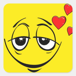 Gelbe Liebe Herz Emoticon Happy Face Emoji Quadratischer Aufkleber