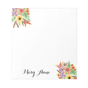 Gelbe Lila Aquarellfarben Blume Notizblock