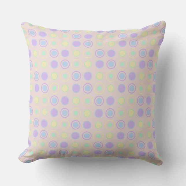 Gelbe, lila, blaue und rosa Polka Dots Kissen (Vorderseite)