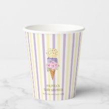 Gelbe Lila Blume Scoop Ice Cream Baby Dusche