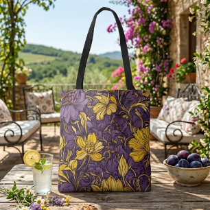Gelbe lila blumengeschmückte Blume Gartentasche Tasche