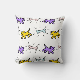 Gelbe Lila Hunde Knochen Graffiti-Stilkissen Kissen