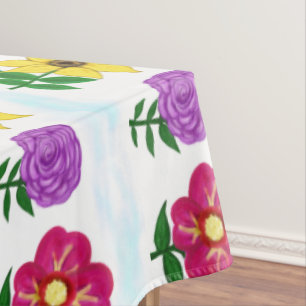 Gelbe Lila Rosa Blumen Tischdecke