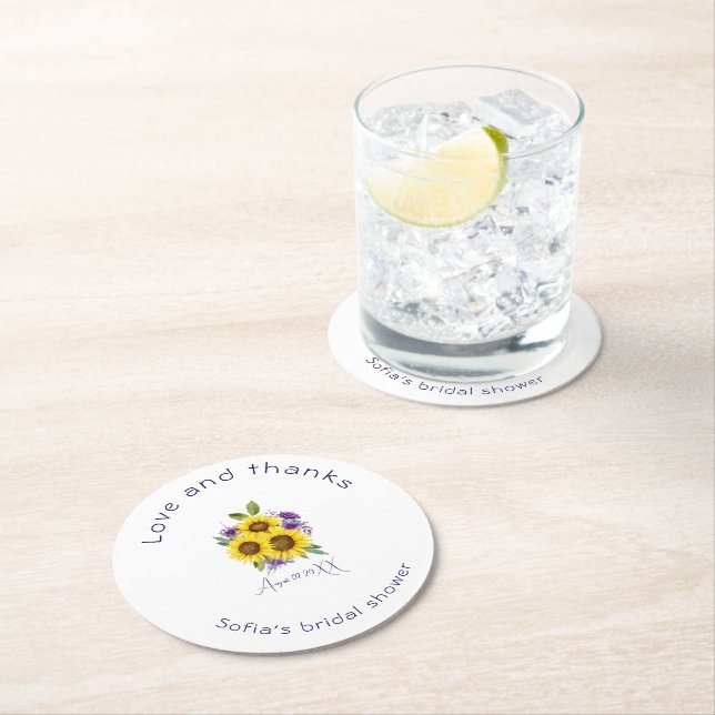 Gelbe lila Wildblume Runder Pappuntersetzer (Vor Ort)