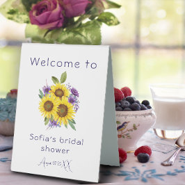 Gelbe lila Wildblume Tischaufsteller