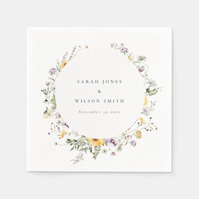 Gelbe Lilac-Wildblume Serviette (Vorderseite)