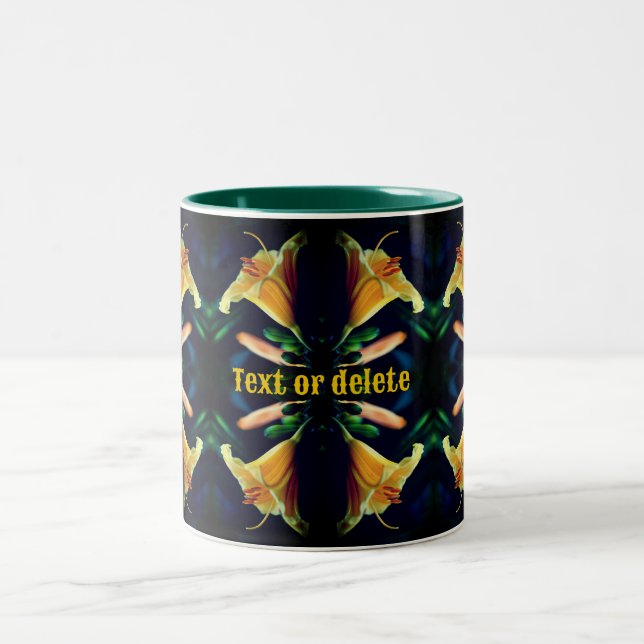 Gelbe Lilie Blume Abstrakt Personalisiert Zweifarbige Tasse (Mittel)