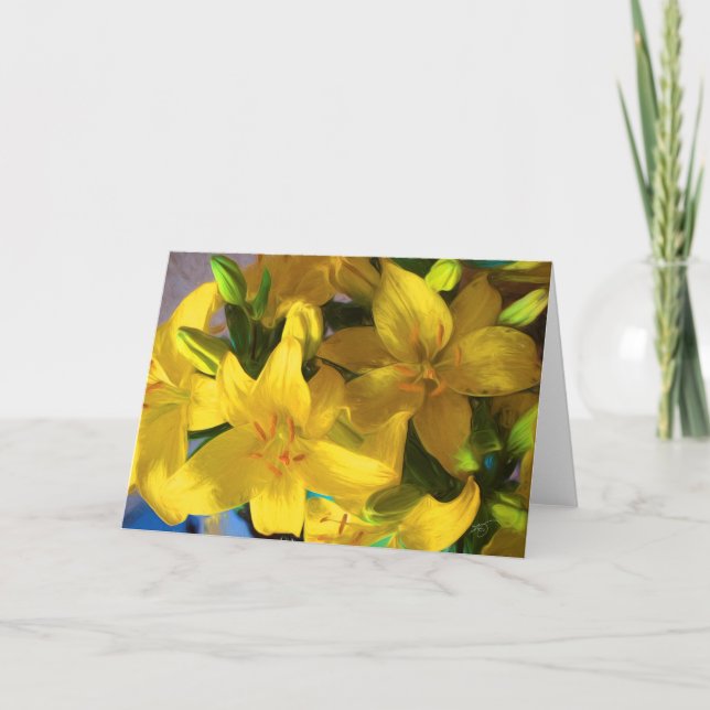 Gelbe Lilien-Grußkarte in Farbe Karte (Vorderseite)