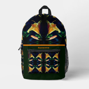 Gelbe Lilienblume abstrakt personalisiert Bedruckter Rucksack