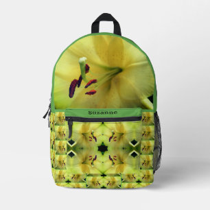 Gelbe Lilienblüten Spiegel Personalisiert Bedruckter Rucksack