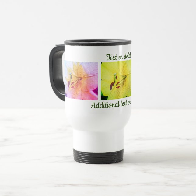 Gelbe Lilienfarben Blumenstift Personalisiert Reisebecher (Vorderseite Links)