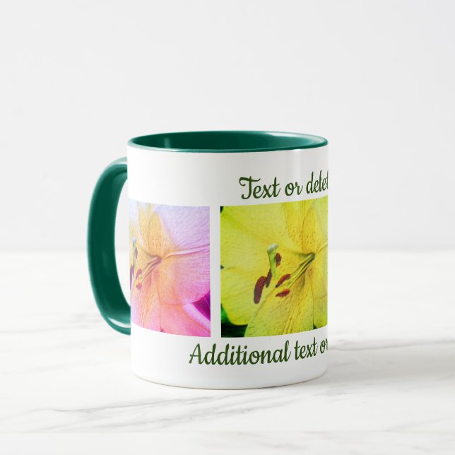 Gelbe Lilienfarben Blumenstift Personalisiert Tasse (Vorderseite Links)