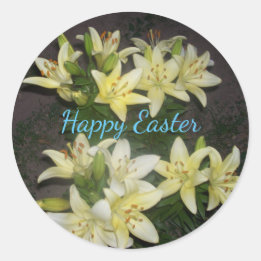 Gelbe Lilienflora Cluster Happy Oaster Runder Aufkleber